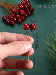 MEHELANY 200 quả mọng mùa đông nhân tạo, quả mọng xốp màu đỏ rượu vang, cây nhân tạo màu đỏ rượu vang, quả mọng giả mini 10mm có dây buộc, thích hợp để làm vòng hoa thủ công, quà tặng đám cưới, hoa quả mọng, đạo cụ chụp ảnh, trang trí tiệc, trang trí nhà cửa, làm thiệp thủ công, phụ kiện đội đầu cô dâu, trang trí sân vườn và phòng. - Màu Đỏ Sâu - Xem 2