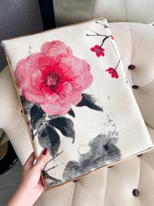 1 peça Novo Vintage Elegante Floral Tinta Pintura Padrão Jacquard Faux Cashmere Cachecol Para Mulheres, Xale Quente Para Outono e Inverno, Acessório de Moda - Multicolorido - Ver 4