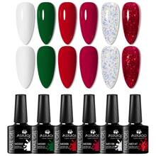 6PCS/Set 8ml Christmas Color Seris Gel Nail Polish Winter Green Red Black White Sequins Glitter Gel Polish For Manicure Uv Led Gel Varnish Nail Art Kit