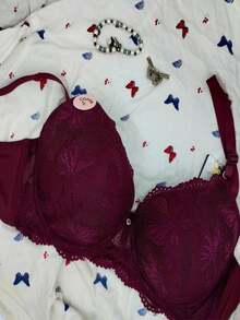 BRASIER COPA E CON ENCAJE Y DIJE PEDRERIA - Rojo violeta - Ver 5