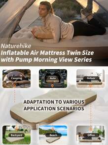 Naturehike 晨静C20单人PVC充气床垫适用于户外露营、沙滩、室内办公室、多场景使用 - 彩色 - 查看 3