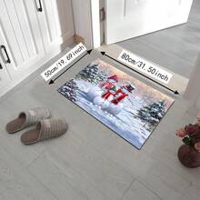 1 件圣诞地毯门垫，全新毛绒材料矩形防滑吸水室内地毯，毛茸茸的圣诞地毯 - 彩色 - 查看 16