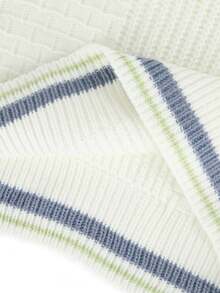 Knit Mix French Knit Commuter Women's Striped Crew Neck Short Sleeve Loose Fit Colorblock T-Shirt, Spring & Fall Casual Wear Back To School Fall Women Clothes Autumn - Beige - View 10