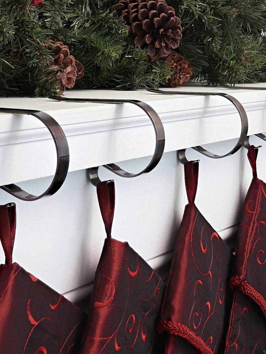 Gói 4 (Sắt rèn) - Treo tất Giáng sinh an toàn và chắc chắn trên lò sưởi dày tới 3 inch, Nhà, Trang trí Giáng sinh, Giáng sinh - Nhiều màu - Xem 1