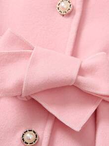 年轻女孩休闲优雅蝴蝶结腰双面夹克，粉色，2024 秋冬新款 - 粉色 - 查看 4