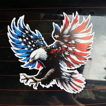 Patriotic Eagle Decal With American Flag Wings, Car Sticker, Scratch Decal, Motorcycle Reflective Sticker, Gift, Notebook, Truck, Computer, Mug, Fun Sticker And Roly Poly Sticker