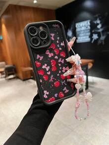 Ốp lưng điện thoại chống sốc họa tiết quả anh đào có trang trí nơ tương thích với dòng iPhone 11 12 13 14 15 Pro Max, phụ kiện TPU thời trang - Nhiều màu - Xem 3