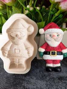 1pc Khuôn silicon trang trí tượng thạch cao hình ông già Noel, người tuyết và cậu bé Giáng sinh - Xám - Xem 1