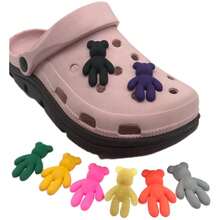 8件套熊系列卡哇伊彩色熊纽扣花园鞋扣装饰孔拖鞋装饰 - 彩色 - 查看 3