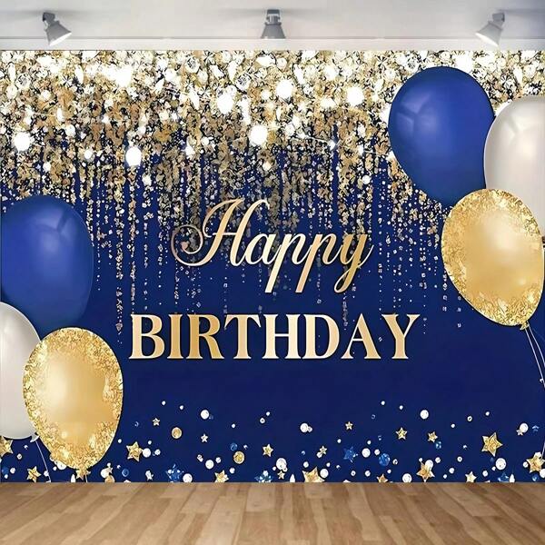 1pc Gold Letter Foil Birthday Theme Backdrop, Photography Background Cloth,Christmas