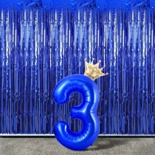 2 个皇家蓝色大号数字和迷你皇冠形状铝箔气球（0-9 可选），带 1 个胶点和 1 根吸管，适用于周年庆典、生日派对、新年装饰、返校情人节 - 寶藍色 - 查看 13