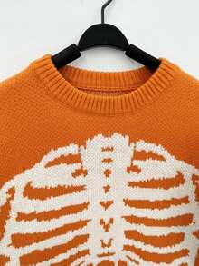 High-Quality Halloween-Style Skeleton Rib Knitted Sweater Crewneck Fashion - Multicolor - View 3