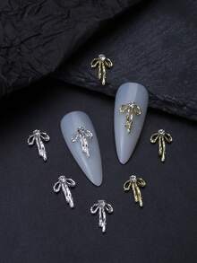 Bow Nail Charms Nail Drills Rhinestones 10pcs 3D Alloy Nail Art Decorations DIY Nail Gems Nail Supplies - Multicolor - View 5