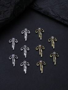 Bow Nail Charms Nail Drills Rhinestones 10pcs 3D Alloy Nail Art Decorations DIY Nail Gems Nail Supplies - Multicolor - View 7