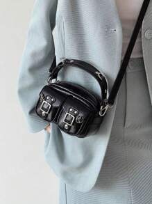 Dedoo 2026 New Vintage Sweet Cool Style Women's Underarm Bag, High-End Y2K Punk Heavy Rivet Motorcycle Bag, Commuter Multi-Functional Shoulder Handbag, Multi-Pocket Design, Suitable For Halloween (Masquerade), Girlfriend Gift - Black - View 4