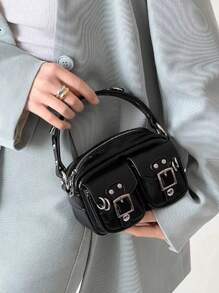 Dedoo 2026 New Vintage Sweet Cool Style Women's Underarm Bag, High-End Y2K Punk Heavy Rivet Motorcycle Bag, Commuter Multi-Functional Shoulder Handbag, Multi-Pocket Design, Suitable For Halloween (Masquerade), Girlfriend Gift - Black - View 5