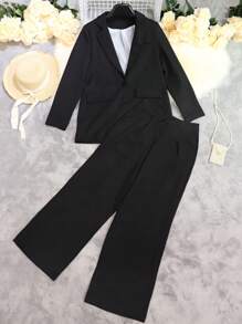 FD1114 Spring Women's Two Pieces Set Long Sleeve Coat &Office Business Pants