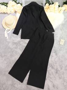 FD1114 Spring Women's Two Pieces Set Long Sleeve Coat &Office Business Pants