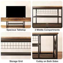 Lofka Industrial TV Stand For 55-65 Inch TVs, 60" TV Cabinet With 3 Tier Open Shelves, Entertainment Center TV Console Table With Metal Frame, Sofa Table For Living Room, Bedroom, Office, Valentine's Day Ideas, Rust Brown - 鏽棕色 - 查看 7