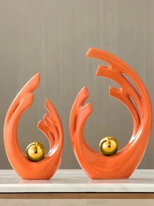 Elementos de decoración del hogar blancos con plata, decoración moderna de mediados de siglo para mesas, estatuas y esculturas de formas cerámicas de arte abstracto como centros de mesa decorativos, decoración de repisas con resina, perfectos para regalos del Día de la Madre y decoración de bodas (plata)