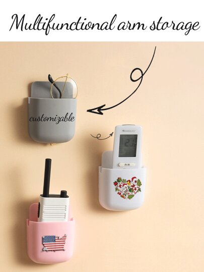 1pc Rack de armazenamento montado na parede, feito de plástico, fácil de instalar, alta capacidade de carga, cor e padrão personalizáveis, adequado para decorações, necessidades diárias ou itens de banheiro, organizador de armazenamento doméstico, aplicável ao quarto, sala de estar, cozinha, banheiro e mais cenários