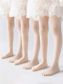 1入組女孩透氣白色緊身連褲襪，具有網眼細節和底部開口，適合日常穿著。 - 米色 - 查看 25