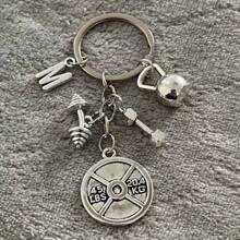 Men's Fitness Equipment Keychain, Dumbbell, Barbell, Men's Keychain, Bag Pendant Decoration Car Accessories Bag Charm Backpack For School Letter