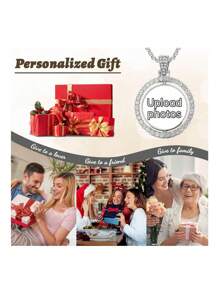 1pc Custom-Made Circular Rotating Double-Sided Photo Necklace With Personalized Photo Engraving Double-Sided Rotating Picture Pendant, Featuring A 360 Degree Rotating Pendant. It Is A Personalized Jewelry Gift For Women On Birthdays And Anniversaries, And Is A Gift For Men And Women On Birthdays And Valentine's Day Valentines,Silver,Stylish,Colorful,Vintage,Simple,Unisex,Casual,Cuties,Custom,Personalized,Unique,Ideal Gifts For Him,Ideal Gifts For Her,Her,Boyfriend,Girlfriend,Dad,Mom,Family,Friends,For Anniversaries,For Birthdays,For Graduation,For Prom,For Party,Stainless Steel Jewelry