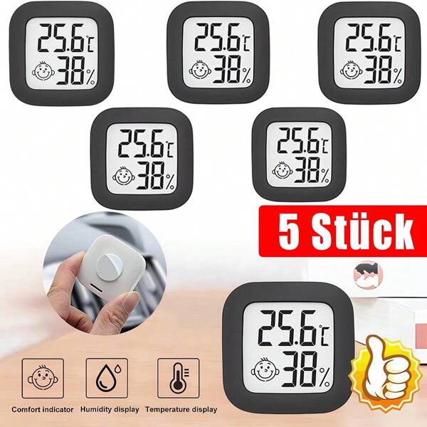 5 stk Digital Thermo-Hygrometer Thermometer Luftfeuchtigkeit Temperaturmessgerät