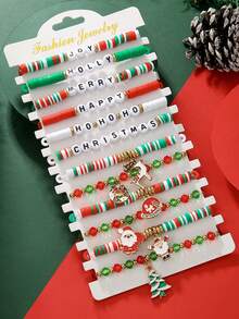 Set de 12 colgantes de corona de renos y árbol de Navidad, de aleación y material cerámico suave, lindos y elegantes, adecuados para usar en fiestas navideñas o como regalo - Multicolor - Ver 1