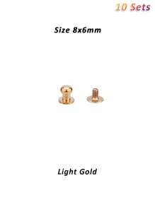 10 Sets Copper 5/6/8mm Round Head Button Screws Stud Rivets, Leather Rivets Craft Belt For DIY Craft Leather Craft Repairs Decoration (Light Gold/Silver/Gun Black) - Gold - View 11
