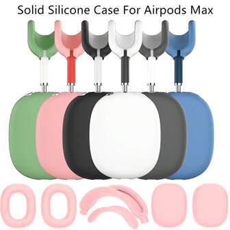 Effen siliconen beschermhoes compatibel met Max - Zachte siliconen hoes, waterdicht, stofdicht, vingerafdrukbestendig, krasbestendig 360° volledige bescherming, siliconen oorschelphoes, siliconen hoofdbandhoes, siliconen hoofdbandkussen, siliconen draagtas, flexibel siliconenmateriaal voor comfort, duurzaamheid en eenvoudige reiniging, meerdere kleuren beschikbaar, geweldig cadeau