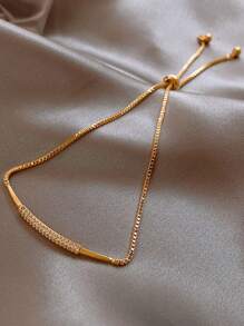 1 peça Pulseira Elástica de Strass de Cobre Minimalista, Adequada para Uso Diário e à Noite por Mulheres