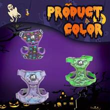 1pc Premium Quality Pet Harness With Christmas, Halloween Pumpkin, Bat Pattern Decoration, Suitable For Small, Medium, Large Cats & Dogs