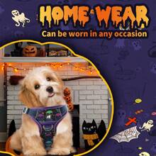1pc Premium Quality Pet Harness With Christmas, Halloween Pumpkin, Bat Pattern Decoration, Suitable For Small, Medium, Large Cats & Dogs