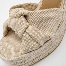 10cm Jute Platform For Women With Ribbon 126098 Beige Color