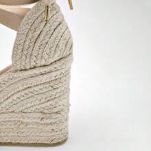 10cm Jute Platform For Women With Ribbon 126098 Beige Color