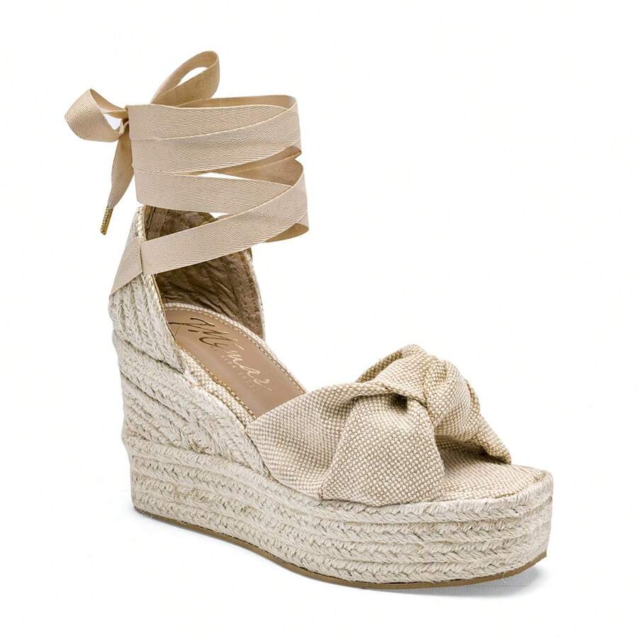 10cm Jute Platform For Women With Ribbon 126098 Beige Color