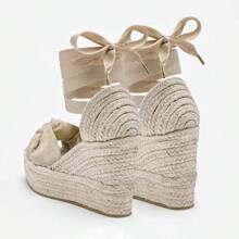 10cm Jute Platform For Women With Ribbon 126098 Beige Color