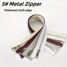 5pcs #5 Metal Smooth Zippers, 40cm/15.74in, 50cm/19.68in, 60cm/23.62in, 70cm/27.55in, 80cm/31.49in, Silver Teeth, For Jackets, Denim Coats