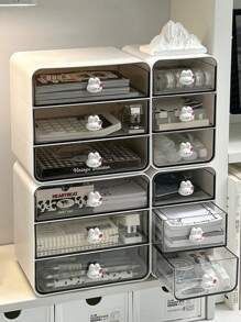 1 件桌面抽屉收纳盒，办公桌化妆品收纳盒，学生文具小抽屉，装饰收纳盒 - 白色 - 查看 1