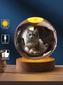 1 chiếc đèn ngủ hình quả cầu pha lê in ảnh cá nhân, quả cầu pha lê 3D tùy chỉnh với đế gỗ phát sáng, khắc ảnh 3D ba chiều theo yêu cầu, ảnh có thể tùy chỉnh, quà tặng Valentine - Nhiều màu - Xem 8