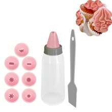 CAKE DECORATOR WITH 8 NOZZLES 350 ML AND SPATULA - Hồng - Xem 1