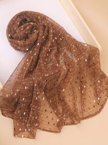 女士亮片蕾丝网纱闪亮奢华头巾围巾日常围巾披肩派对配饰女士秋冬