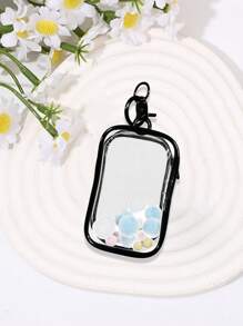 1pc Portable Waterproof Charger Storage Bag, Headphone Travel Data Cable Storage, Plush Toy Figure Dustproof Storage Bag, Pu Transparent Portable Travel Storage Bag, Jade Transparent Protective Cover, Colorful Square With Lobster Clasp, Suitable For Vacation, Travel, Business Trip, Commuting, Class, Daily Use, Can Be Matched With Different Types Of Bags - Multicolor - View 7