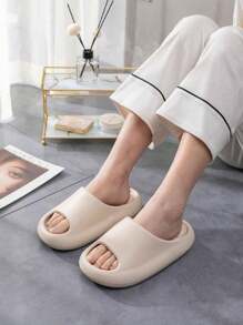 Women Grey Massage Slippers, Drainage Slippers, Bathroom Shower Slippers, Couple Slippers, Soft Footbed, Textured Surface, Soft EVA Material
