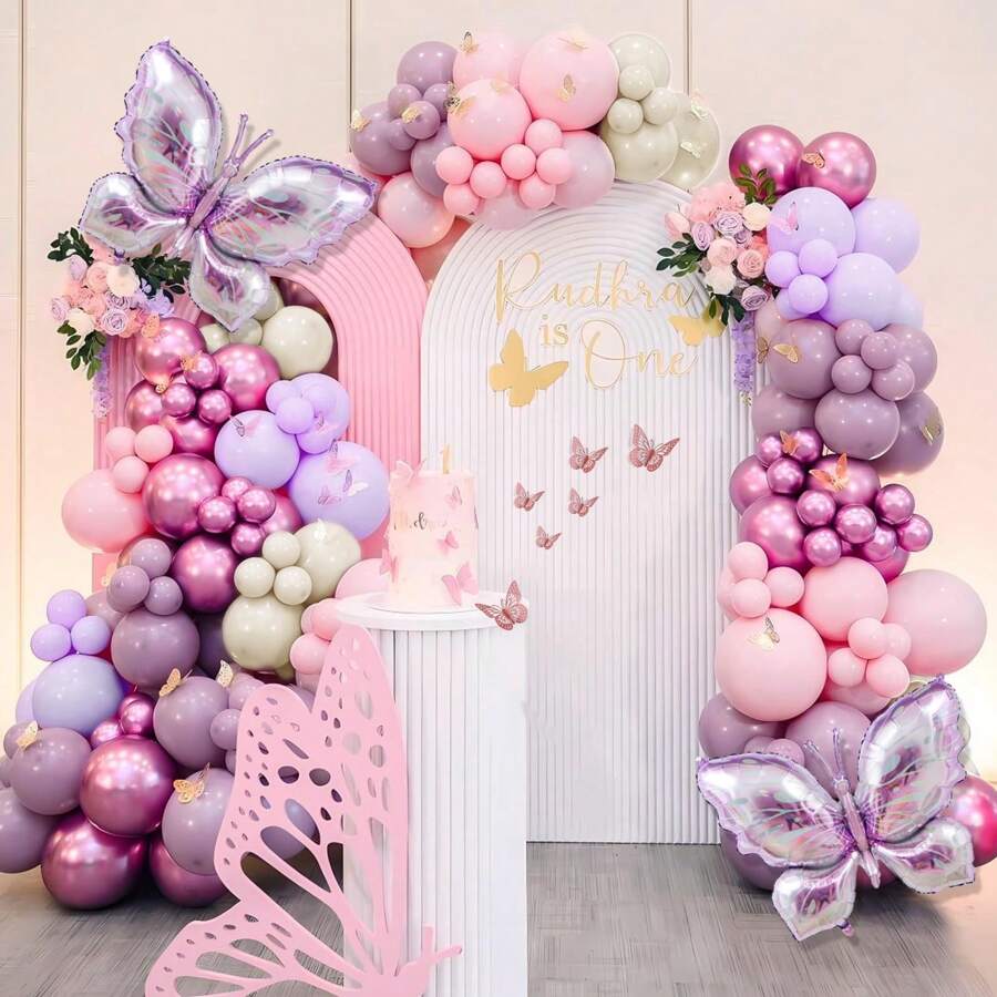 159 unid. globos de látex morado, blanco, rojo, rosa y decoraciones con mariposas, adecuados para cumpleaños, bodas, despedidas de soltera, graduaciones, aniversarios, verano, spa, Año Nuevo, San Valentín, Navidad, fiestas temáticas, fondos, decoraciones del hogar