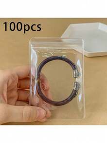 100 个 PVC 透明自封袋，防尘防氧化塑料袋，用于包装耳环戒指项链手链吊坠 - 彩色 - 查看 5