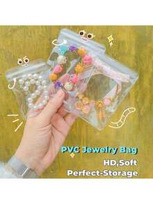 100 个 PVC 透明自封袋，防尘防氧化塑料袋，用于包装耳环戒指项链手链吊坠 - 彩色 - 查看 3