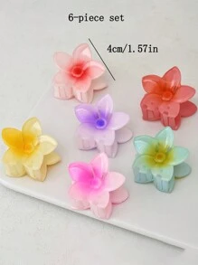 Bộ 6 kẹp tóc hình hoa, kẹp tóc nhiều màu dễ thương, phụ kiện tóc phong cách kỳ nghỉ bãi biển, kẹp tóc màu ombre, kẹp tóc hình hoa - Nhiều màu - Xem 13